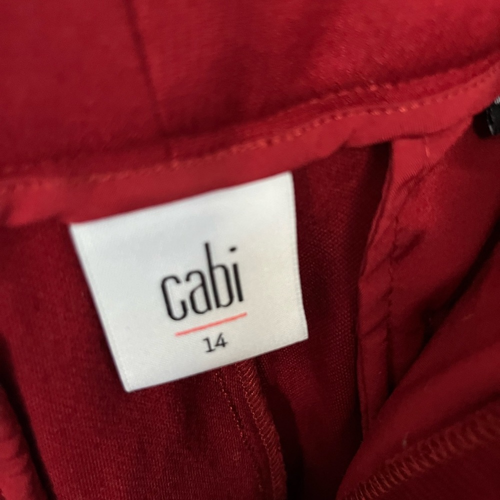 Beautiful red Cabi suit with size 14 pants, size 16 jacket!